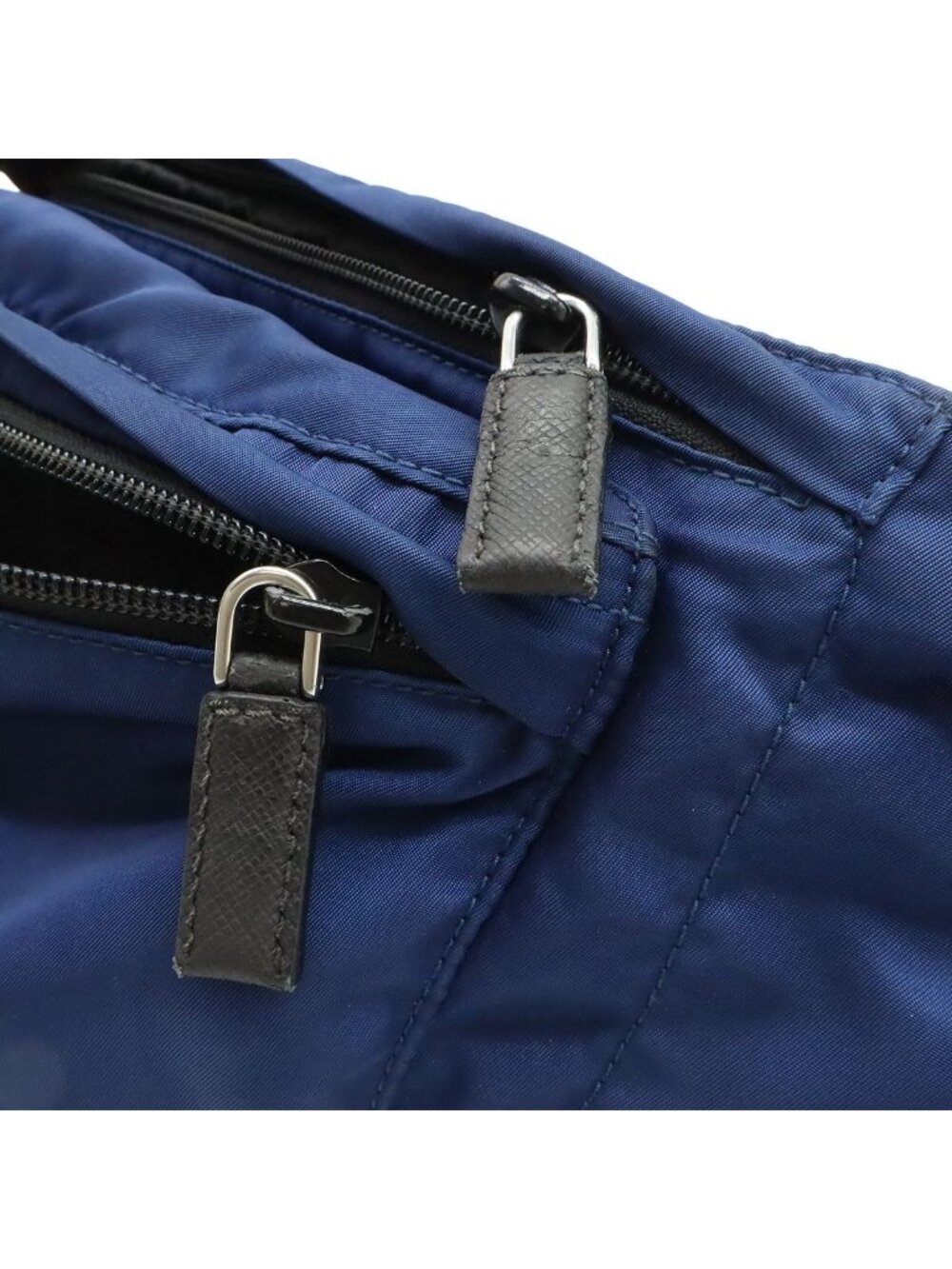 Prada Triangle Logo Belt Bag Waist Pouch Hip Nylon Blue Black Silver - Picture 7 of 8